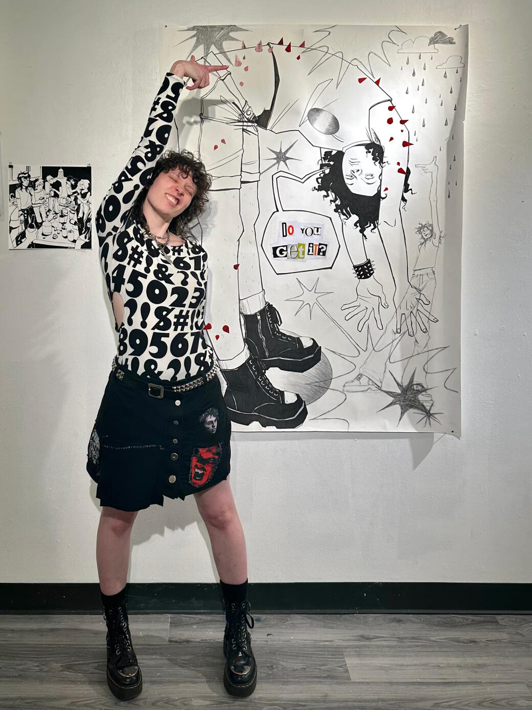 With the artist for scale